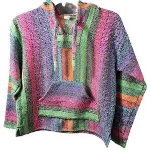 Molina Hoodie Mens M 38/40 Pullover Mexi Baja Beach Blanket Striped Multi Unisex